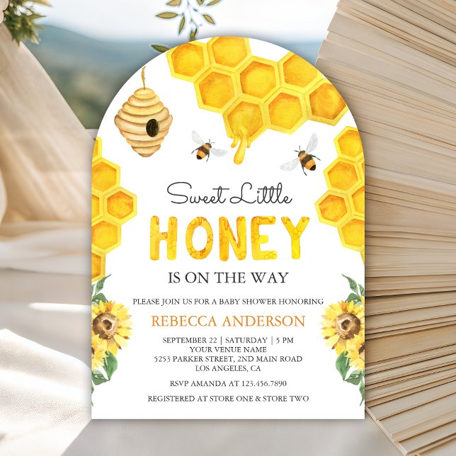 Invitation Fête de naissance en nid d'abeille miel doux abeil (Créateur téléchargé)