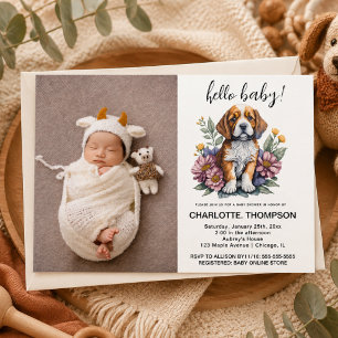 Invitation Fête de naissance en terre cuite pour chiots moder
