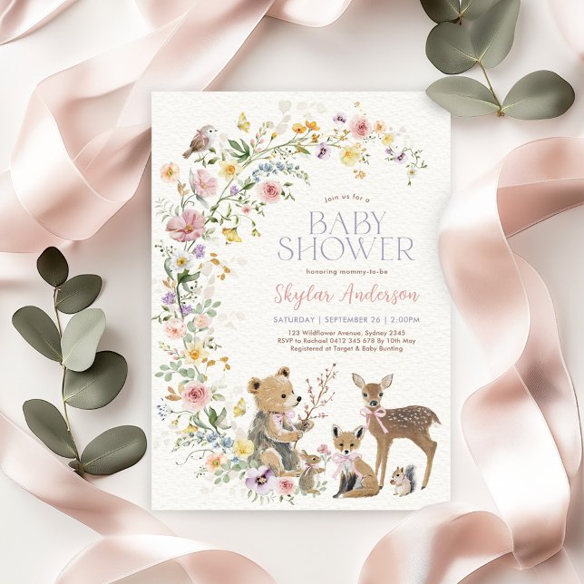 Invitation Fête de naissance Enchantée de la Forêt de Fleurs  (Créateur téléchargé)