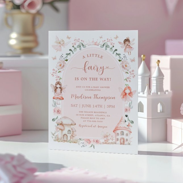 Invitation Fête de naissance Enchantée Fée Fleur Sauvage Bébé (Créateur téléchargé)