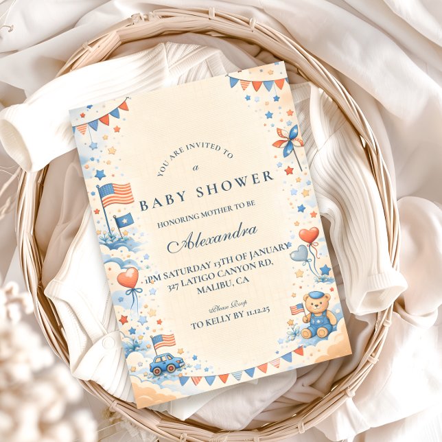 Invitation Fête de naissance étoiles et bandes patriotiques (Créateur téléchargé)