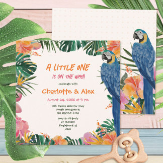 Invitation Fête de Naissance Exotique Jungle Tropicale Perroq