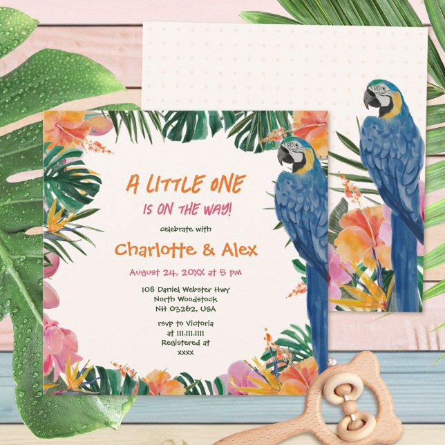 Invitation Fête de Naissance Exotique Jungle Tropicale Perroq (Exotic Tropical Parrot Jungle Baby Shower Invitation ©Susanne Sachers - Sunny Mind 🌞)