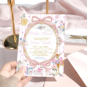 Invitation Fête de naissance fille Animaux Bois Fantaisie