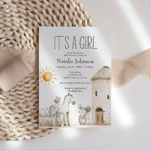 Invitation Fête de Naissance Fille Animaux de la Petite Ferme