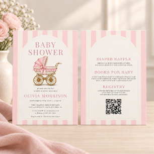 Invitation Fête de Naissance Fille Arc en Ciel Rose Tout en U