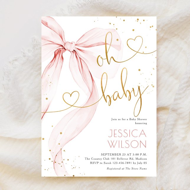 Invitation Fête de Naissance Fille Arc en Rose (Créateur téléchargé)