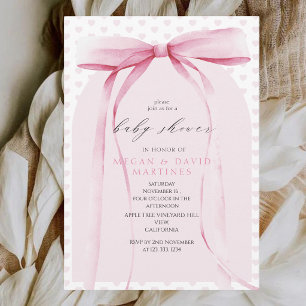 Invitation Fête de naissance fille Arc rose coquette