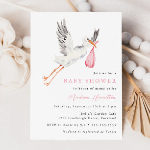 Invitation Fête de naissance fille au style aquarelle avec ci