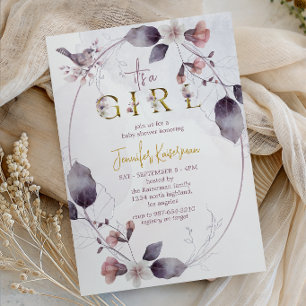 Invitation Fête de naissance Fille aux Oiseaux de la Forêt Fa