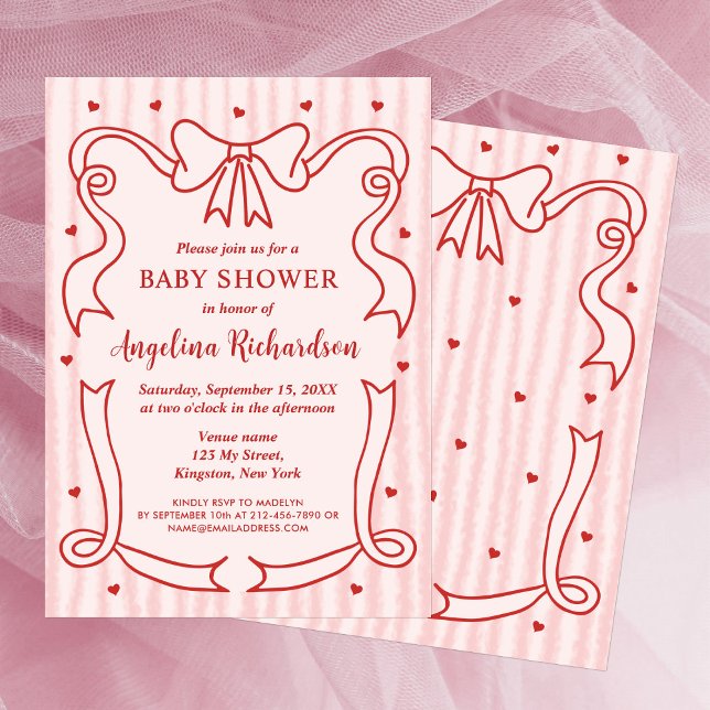 Invitation Fête de naissance fille cadre ondulé rose capricie (Créateur téléchargé)