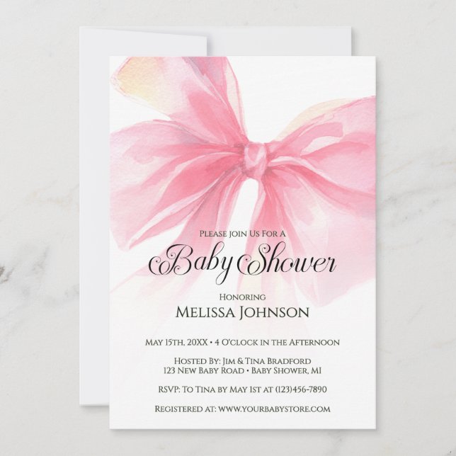 Invitation Fête de Naissance Fille écriture Coquette Rose (Devant)