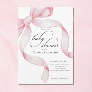 Invitation Fête de Naissance Fille Élégante Rose Coquette