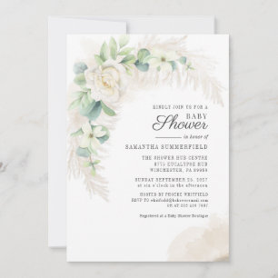 Invitation Fête de Naissance Fille Herbe de Pampa Eucalyptus