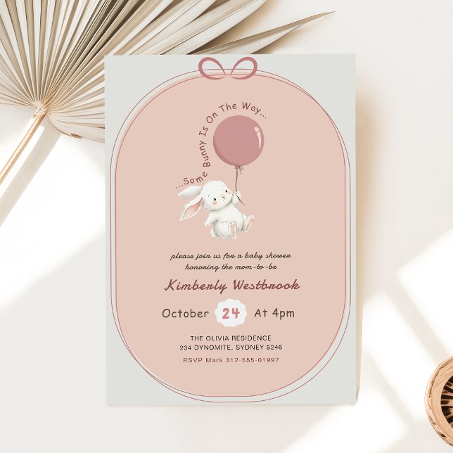 Invitation Fête de Naissance Fille Lapin Rose (Créateur téléchargé)