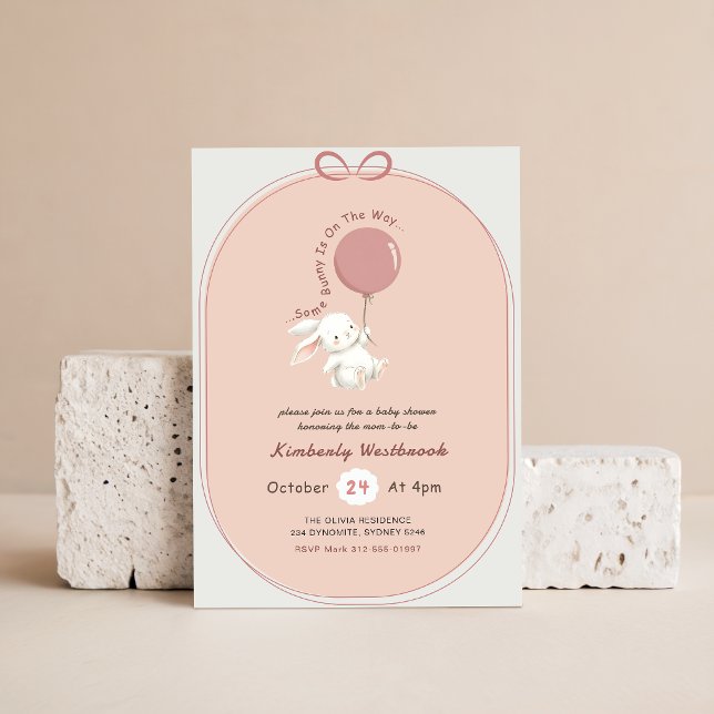 Invitation Fête de Naissance Fille Lapin Rose (Créateur téléchargé)