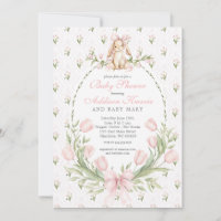 Fête de naissance Fille Lapin Vintage Rose Floral