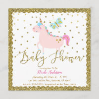 Fête de Naissance Fille Licorne Paillettes Rose et
