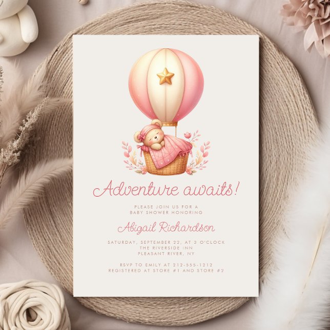 Invitation Fête de Naissance Fille Ourson Aventure en Perspec (Créateur téléchargé)