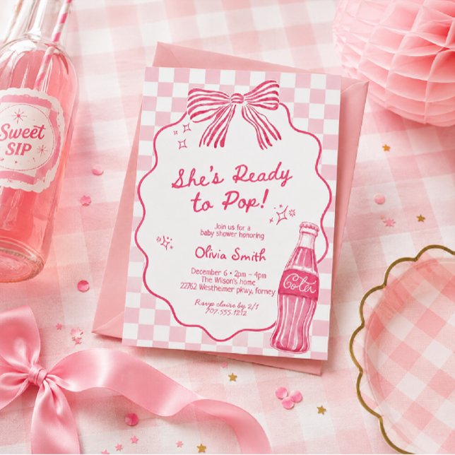Invitation Fête de Naissance Fille Rose Prête à Naître (Créateur téléchargé)