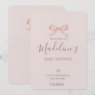 Invitation Fête de Naissance Fille Ruban Rose