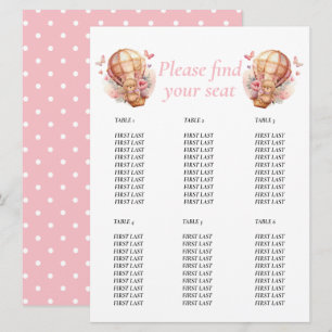 Invitation Fête de naissance Fille Teddy  Ballon floral graph