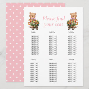 Invitation Fête de naissance fille Teddy Floral Rustique grap