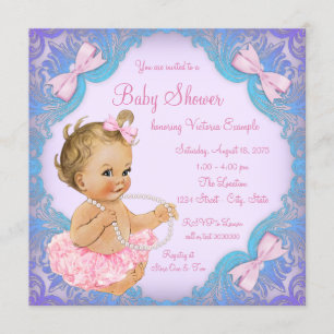 Invitation Fête de naissance fille tutu rose violet