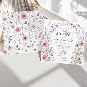 Invitation Fête de Naissance Fleur de Bébé à l'Aquarelle