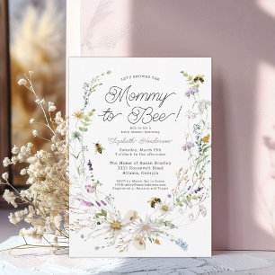 Invitation Fête de naissance Fleur sauvage aquarelle Maman à