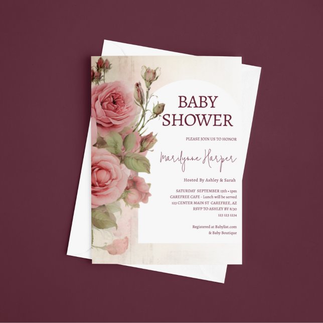 Invitation Fête de naissance Fleurs à l'aquarelle vintage (Créateur téléchargé)