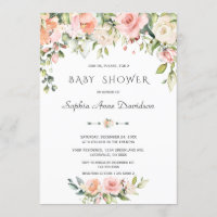Fête de naissance Fleurs aquarelle Crème Rose Char