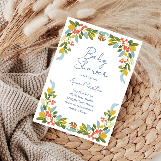 Invitation Fête de Naissance Fleurs Côtières (Créateur téléchargé)