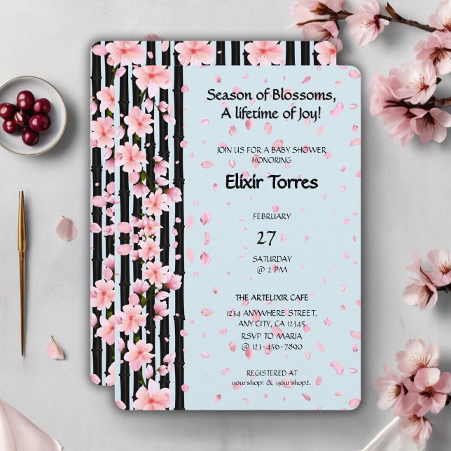 Invitation Fête de naissance Fleurs de cerisier de printemps  (Créateur téléchargé)