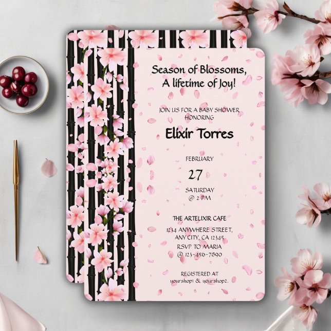 Invitation Fête de naissance Fleurs de cerisier de printemps  (Créateur téléchargé)