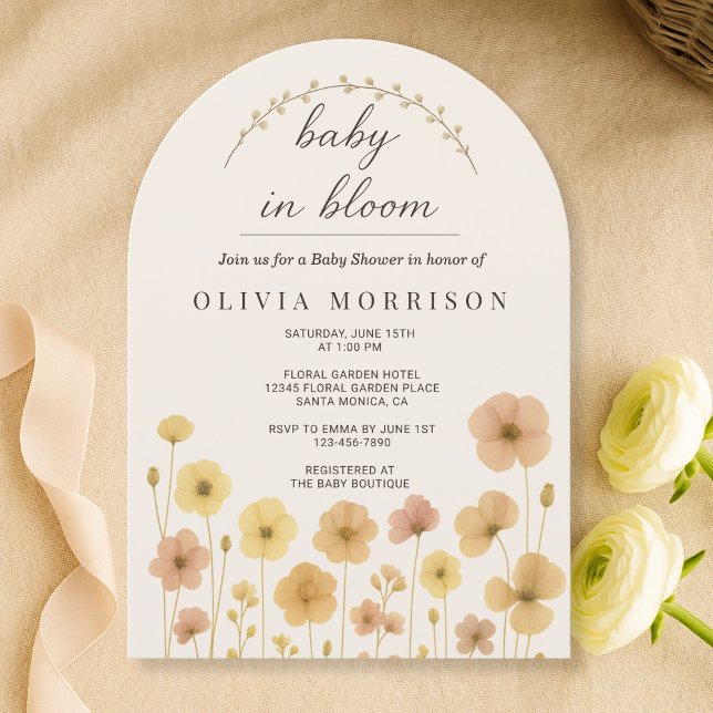 Invitation Fête de naissance Floral Boho Baby In Bloom  (Créateur téléchargé)