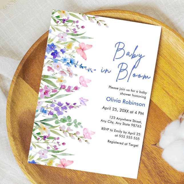 Invitation Fête de naissance Floral Spring Baby in Bloom  (Floral Spring Baby in Bloom Baby Shower Invitation )