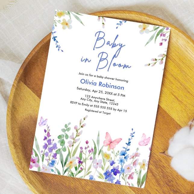 Invitation Fête de naissance Floral Spring Baby in Bloom  (Floral Spring Baby in Bloom Baby Shower Invitation )