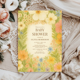 Invitation Fête de naissance florale élégante de jardin botan
