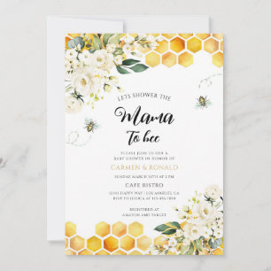 Invitation Fête de naissance Florale en Ruche