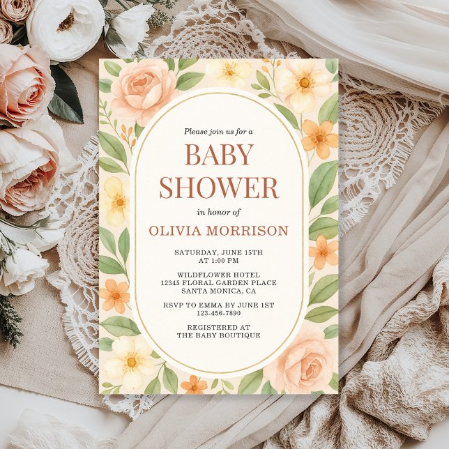 Invitation Fête de naissance florale sauvage botanique pour b (Créateur téléchargé)