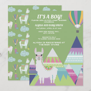 Invitation Fête de naissance Garçon Ballon Alpin Vert