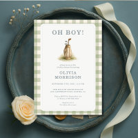 Fête de Naissance Garçon Gingham Vert Sauge Golf