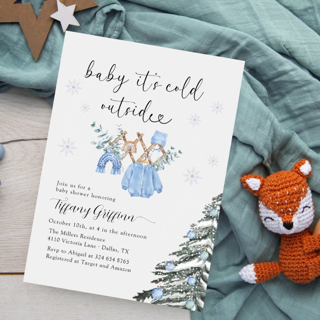 Invitation Fête de naissance garçon Il fait froid dehors| Vêt (Créateur téléchargé)