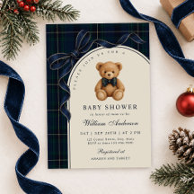 Fête de naissance garçon ourson polo noeud bleu ma