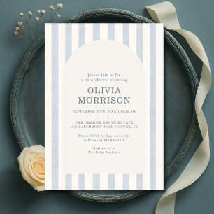 Invitation Fête de naissance garçon Rayures Bleues