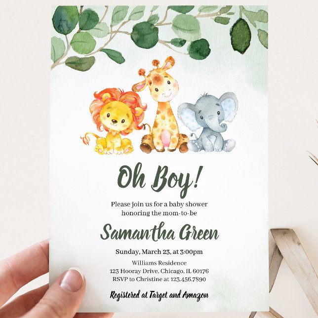 Invitation Fête de naissance garçon safari jungle (Créateur téléchargé)