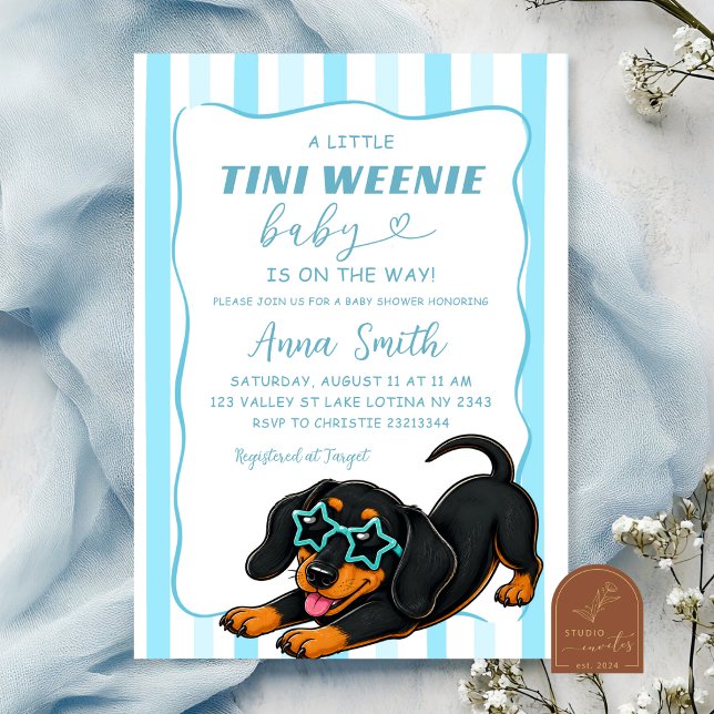 Invitation Fête de naissance garçon thème chien sausage rayur (Créateur téléchargé)