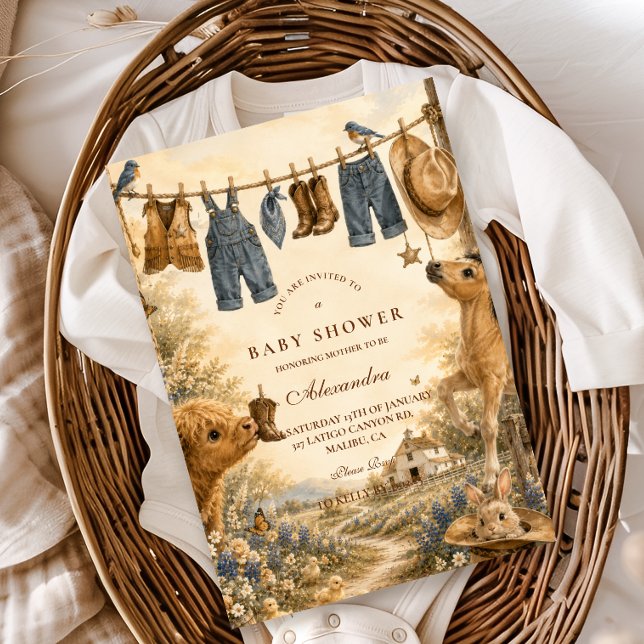 Invitation Fête de naissance garçon western boho fantaisiste (Créateur téléchargé)