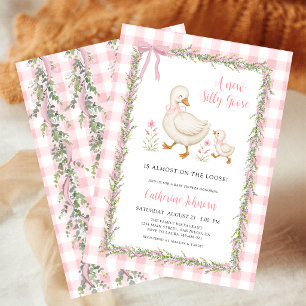 Invitation Fête de naissance Garland Silly Goose rose à carre